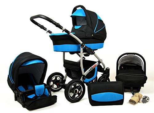 Cochecito de bebe 3 en 1 2 en 1 Trio Isofix silla de paseo New L-GO 2 by SaintBaby negro & azul 2in1 sin Silla de coche