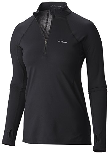 Columbia Midweight Stretch Long Sleeve Half Zip Camiseta térmica con Media Cremallera, Mujer, Negro, M