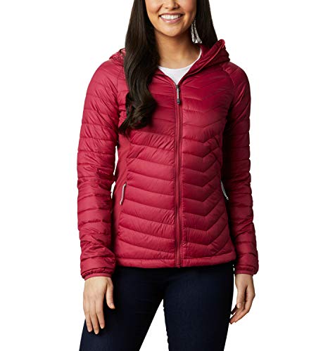 Columbia Powder Pass Chaqueta con Capucha, Mujer, Red Orchid, L