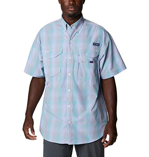 Columbia Super Bonehead Classic Camisa de Manga Corta para Hombre, Hombre, Super Bonehead Classic - Camiseta de Manga Corta, 127638, Mint Cay Ombre Gingham, 3XL (Alto)