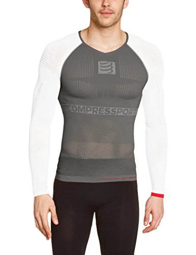 COMPRESSPORT - Camiseta de compresión para Hombre, Talla XL (Talla del Fabricante : T4), Color Gris/Blanco