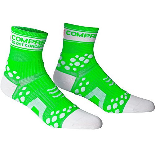 COMPRESSPORT Pro Racing V2 Run Hi Calcetines, Unisex, Verde/Blanco, 40-42