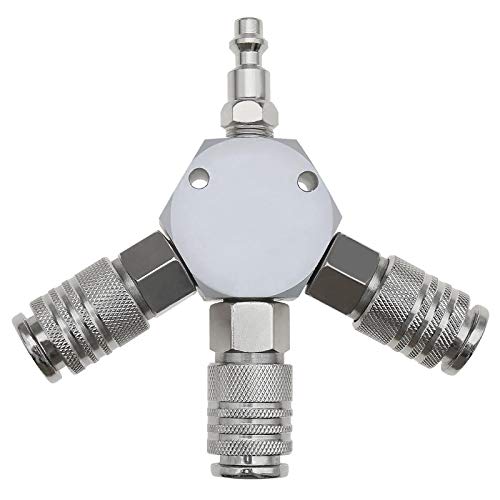 Conector neumático de 3 vías FNPT de 1/4 pulgadas, colector de manguera de aire de conexión rápida acoplador de aire 1 macho a 3 hembra universal divisor