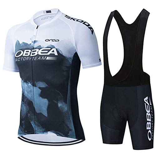 Conjunto Ropa Ciclismo para Verano, Maillot Ciclismo Mangas Cortas y Culotte Pantalones Cortos Bicicleta con 5D Gel Pad, Equipacion Ciclismo para Hombre