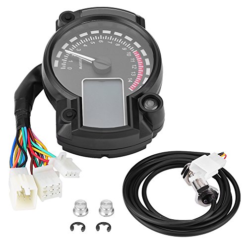 Contador Kilométrico de moto universal 12 V - Medidor de velocidad - Medidor de velocidad - Distancia, instrumento LCD, retroiluminación 7 colores ajustable con sensor de velocidad