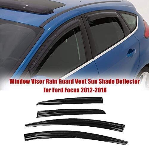 Cortavientos para ventanilla 4 PCS ventana soleada lluvia viseras toldos Sunny Rain Guard for Fo - rd Focus 2012 2013 2014 2015 2016 2017 2018 Auto lluvia de Sun del viento cubierta del protector