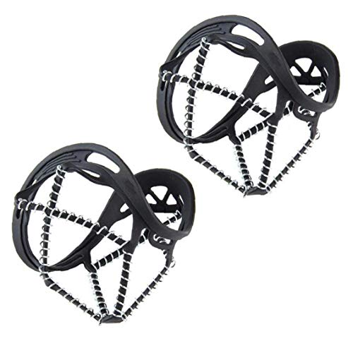 Crampones Hielo Tacos De Tracción Apretones Antideslizante Senderismo Zapatos De Los Cargadores De Dispositivos De Hielo Puntos Resorte Seguridad Del Metal De La Nieve Del Invierno Walker Negro 1 Par