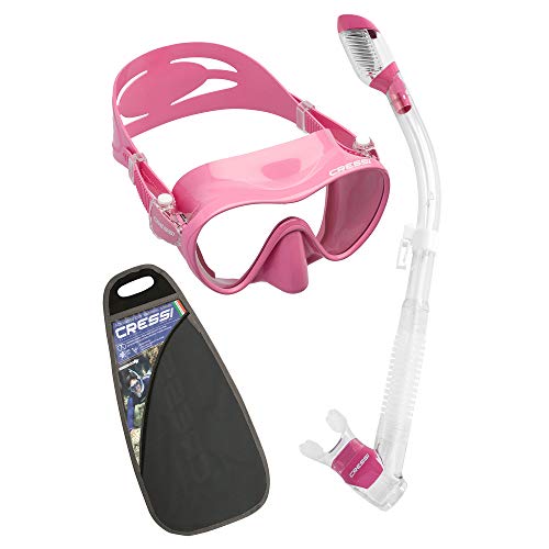 Cressi F1 & Dry Set - Combo Conjunto de Máscara y Snorkel para Adultos, Unisex, Rosa