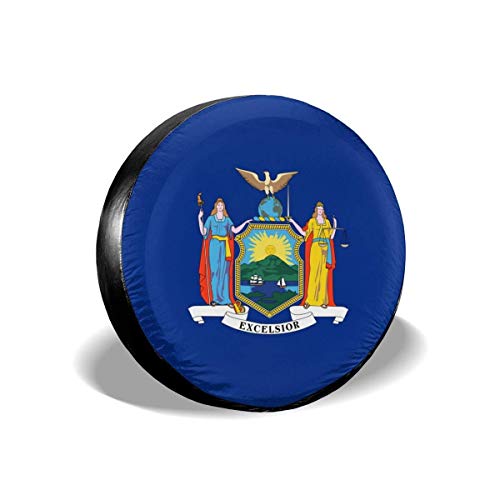 Cubierta de la llanta de refacción de la Bandera de Nueva York Cubiertas Impermeables de Las Ruedas UV Sun Apto para Jeep, Remolque, RV, SUV y Muchas Ruedas de vehículos 14 Pulgadas