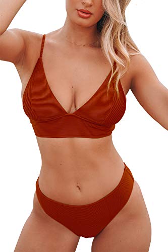 CUPSHE Conjunto de Bikini Top Triangular Lace Up Traje de Baño de Dos Piezas, M