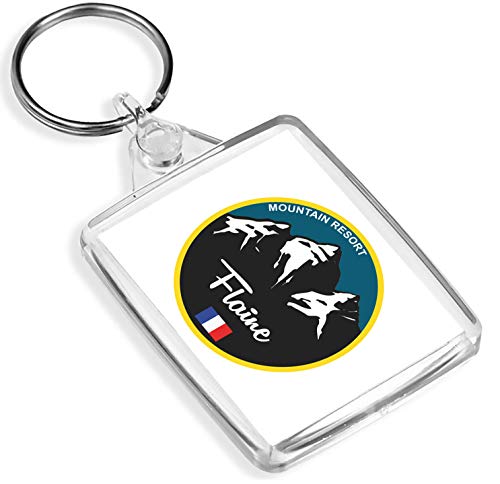 Destination Vinyl Keyrings Llaveros de Vinilo de Destino, 1 x Flaine Mount Resort Ski Snow – Llavero – IP02 – Regalo para mamá papá niños # 5337