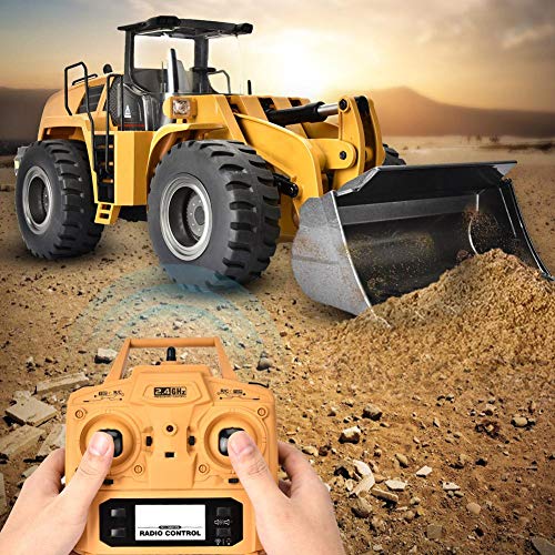 Dioche Mini Bulldozer de coche teledirigido 2.4G, juguete para niños de camión, vehículo de ingeniería de Bulldozer teledirigido