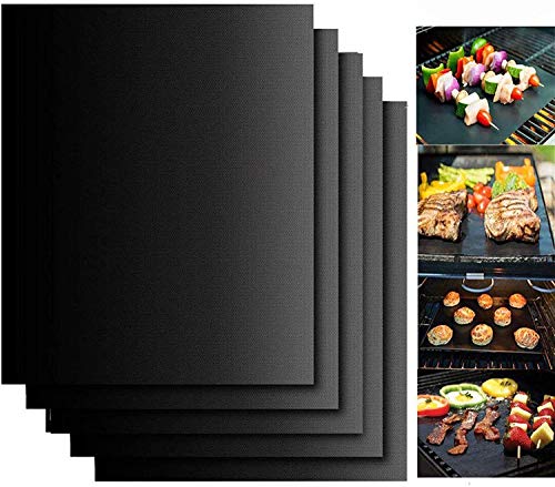 Dlife BBQ Estera de la Parrilla Juego de 5 - Non Stick Horno Liner Teflon Cooking Mats  Perfeccione para Cocer Horno en el Gas, Carbón de Leña, Horno y Parrillas Eléctricas Reutilizables, Resistentes