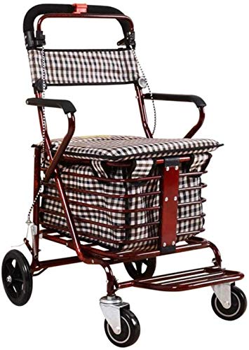 Durable Conveniente Peso Ligero Gran Capacidad Carro De Compra Fácil De Almacenar Cuatro Ruedas Rueda De Andador Trolleys Senior Trolley De Ocio Multifunción Trolley De Compras (color: A) -b