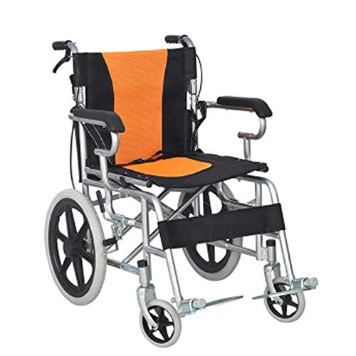 DYB Transporte Silla de Ruedas - Plegable, Ligero, Ultraligero, Anciano, pequeño Viaje de Scooter para discapacitados. Fácil de operar (Color : Orange)