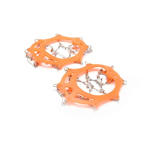 DYMMS Crampones, 19 Dientes Tacos De Tracción Nieve Y Hielo Tracción para Invierno Deportes Montañismo Escalada Caminar Alpinismo Cámping Acampada Senderismo, M/L/XL,Naranja,XL