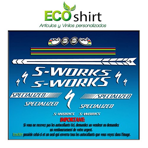 Ecoshirt AN-SLCS-CJG7 Pegatinas Stickers Cuadro Frame S-Works Sworks Am25 Aufkleber Decals Adesivi Bike BTT MTB Cycle, Blanco