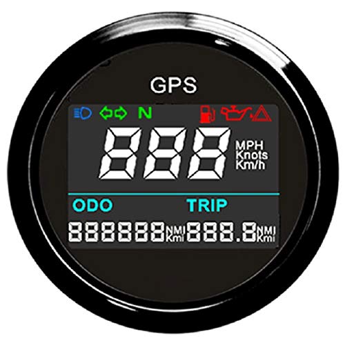 ELING Universal Digital GPS Velocímetro Medidor de viaje Odómetro ajustable para barco Yate Moto Coche 2 pulgadas (52mm) 12V 24V