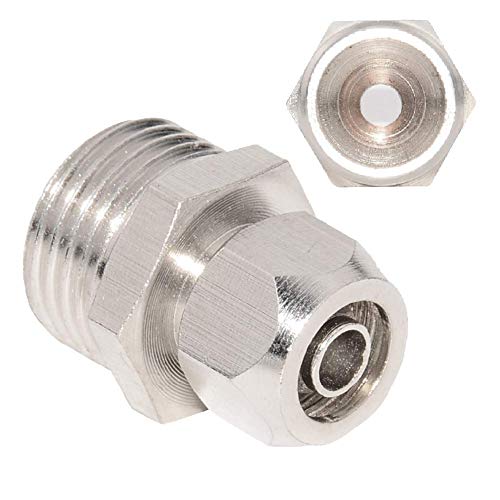 Empalme de latón niquelado para empalme, tubo de 14 mm de diámetro x 1/2 pulgadas NPT macho, adaptador rápido para conexión de compresor de aire