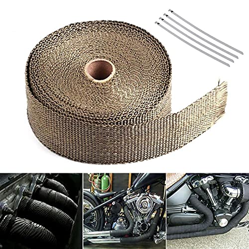 Escape de la motocicleta 5M Rollo de fibra de vidrio de fibra de vidrio encabezados de colector de la tubería de la cinta de la envoltura de calor de la tubería negra +4 corbatas kit de encabezado Tub