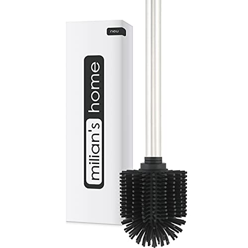 Escobilla de Inodoro de Silicona, Color Negro, Cromado plástico Silicona Acero Inoxidable, 1er Set