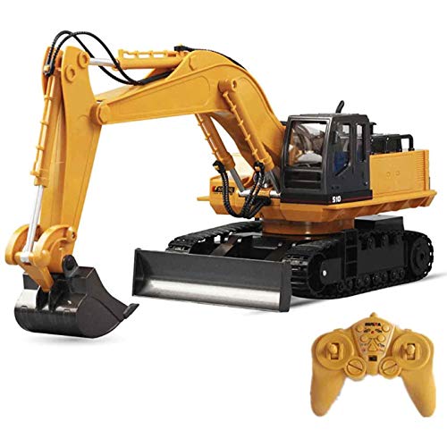 Excavadora RC profesional, excavadora de control remoto inalámbrico 1/16 con luz y música modelo de vehículo de ingeniería metal de aleación 2.4G RC juguete construcción adultos y niños regalo