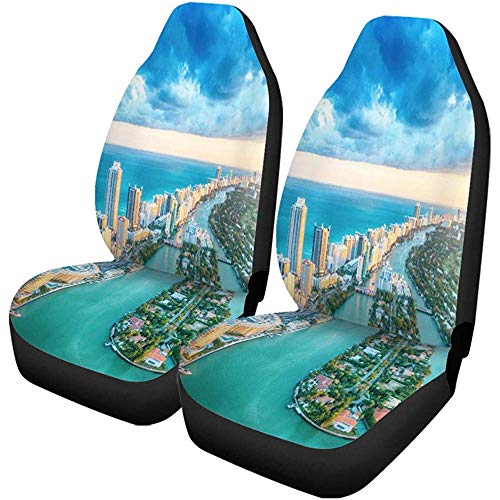 Fall Ing Fundas para asientos de automóviles Miami Beach Maravillosa vista aérea de edificios River Auto Accesorios Protectores Universal