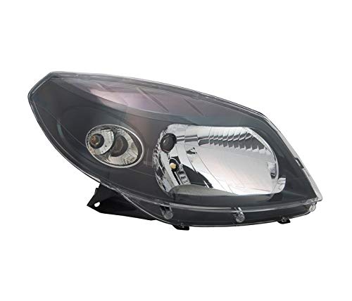 Faros VP1459P Faro derecho faro lado pasajero conjunto proyector luz delantera coche luz negro LHD compatible con Dacia Sandero 2008 2009 2010 2011 2012 2013-