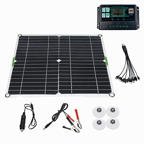 Fauge Kit de Panel Solar de 200 Vatios, Controlador de Carga de BateríA de 12 Voltios para Caravana, Barco, con Controlador de 100 A