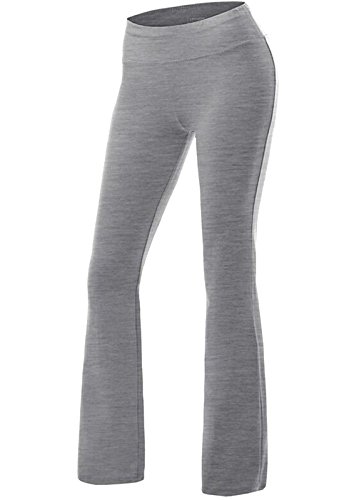 FITTOO Yoga Pantalon Femme Legging de Sport Extensible Pantalon à Pattes d'éléphant pour Fitness Jogging Danse, Gris, M