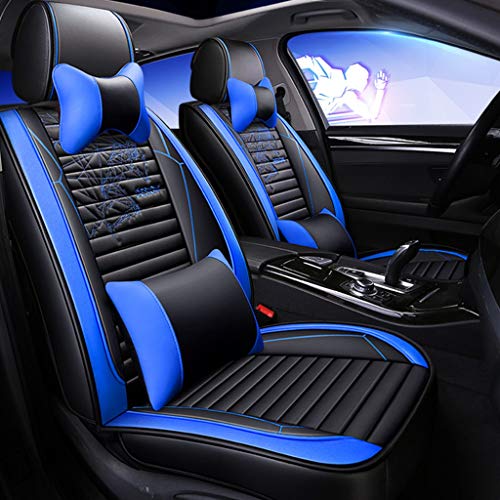 Funda asiento coche Funda de asiento de cuero sintético Ultra Comfort, protector de asiento de coche deportivo universal a prueba de agua Conjunto completo delantero trasero 5 asientos