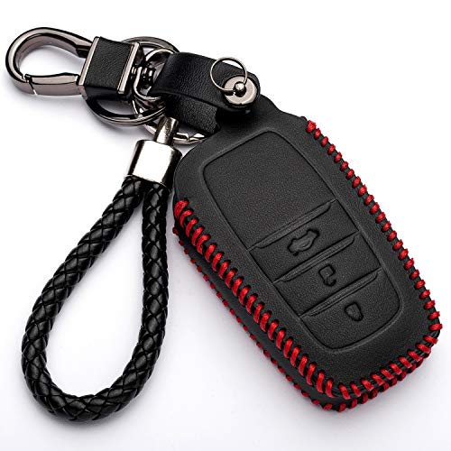 Funda de Cuero para Llave Coche Toyota Auris Aygo RAV4 Yaris Vios 3 Botones Carcasa Piel Cover de Mando y Control de Auto (Solamente Keyless GO)