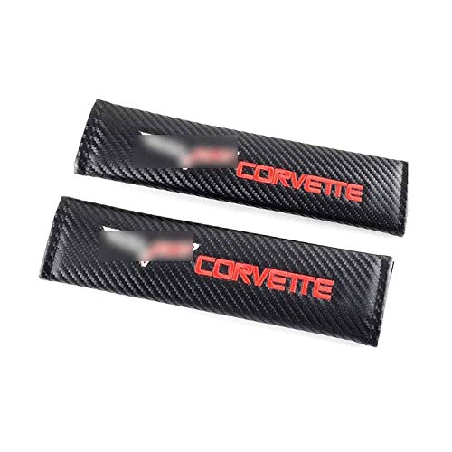 Gemmry 2PCS Coche Almohadillas Cinturón de Seguridad para Chevrolet Corvette C6 C5 C7 C4 C3, Fibra de Carbono Seguridad Transpirable Protectora Pad Soft Comfort Interiores Accesorios