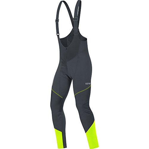 GORE WEAR Culote Cortavientos de Ciclismo para Hombre, con badana, C3 Gore Windstopper Bib Tights+, XXL, Negro/Amarillo neón, 100337