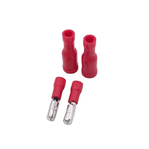 Grapelet Terminales de cable x 100 – Conector redondo rojo x50 / Casquillos redondos rojo x50 – Conector crimpado aislado – Para coche, electrónica y hobby – Envío gratuito