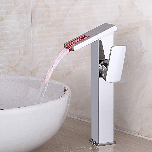 Grifo De Baño Superficie De Revestimiento Led Encima del Lavabo Grifo De Agua Fría Y Caliente, Drenaje Rápido, A Prueba De Salpicaduras, Interruptor De Llave, Núcleo De Válvula De Cerámica, Diámetro