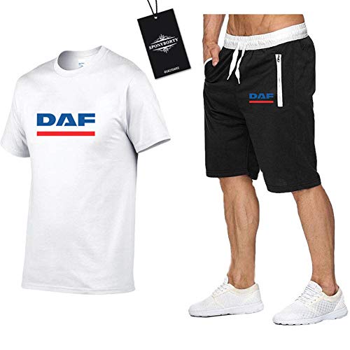 Gyulyaydin Hombres Y Mujer Camiseta de Manga Corta Bermudas Chandal Conjunto por D.A.F Dos Piezas Corto Manga Tee Pantalones Ropa Deportiva R/Blanco/M