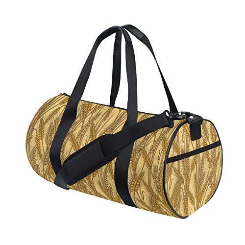 HARXISE Bolsa de Viaje，Cosecha Cereal Orejas Campo Rural Imprimir,Bolsa de Deporte con Compartimento para Sports Gym Bag