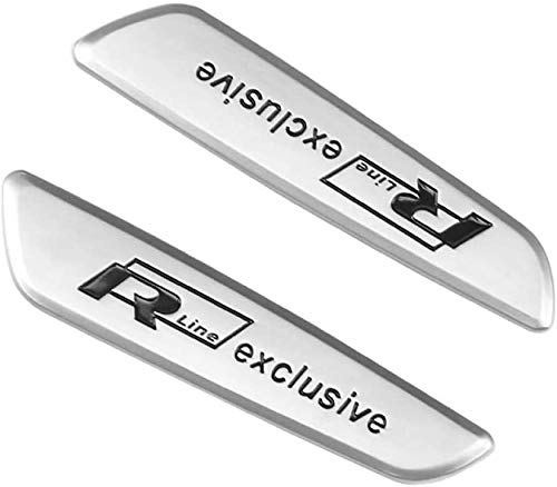 HJJ Etiqueta de la divisa del Coche deadecuado para 2 PCS 3D de Aluminio Pegatinas de Coches Puerta Interior de Recorte, for R Line, Grupo Emblema Accesorios 3D Coche Insignia de la Etiqueta