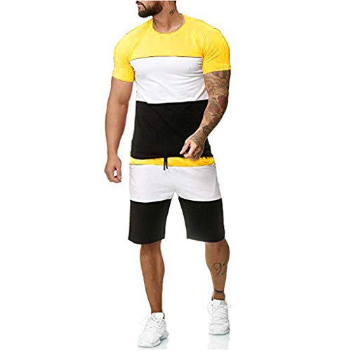 Holataa Chandal Hombre Completo Camiseta Manga Corta + Pantalones Cortos Deportivos Conjunto de Chándal Casual Verano