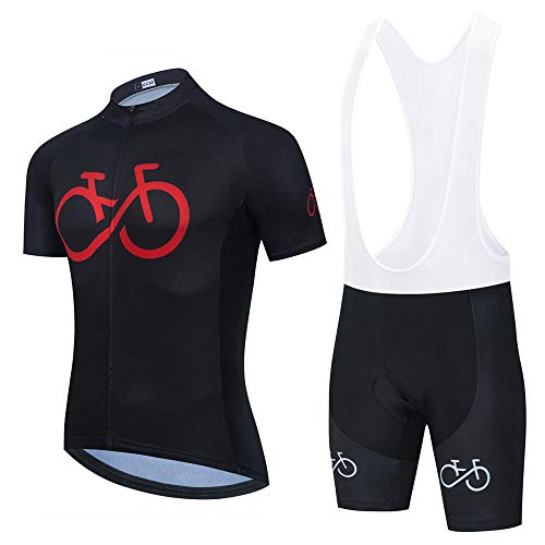 HXTSWGS Cycling Jersey Bib Set MTB Uniform Bike Clothing Quick Dry Bicycle Wear Clothes Men sportful Cycling Jersey-Black Red 1_5XL