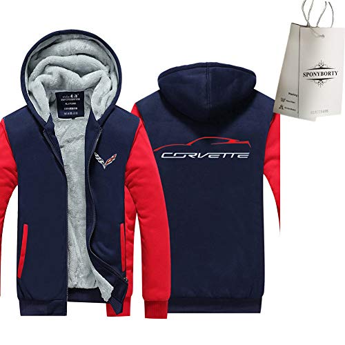 JasMINBusse Espesar Más Terciopelo Capucha Corv-Ette Impresión Cárdigan Calentar Chaqueta Hombre Y Mujer Casual Sweatshirt Suelto/C/XXXL