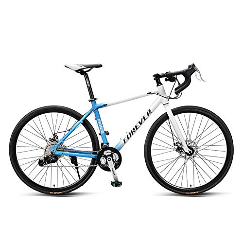 JKCKHA Bicicleta De Carretera, Bicicleta De Carreras con Cuadro De Aluminio Ligero 700C con Sistema De Desviador De 33 Velocidades Y Frenos De Doble Disco,Azul