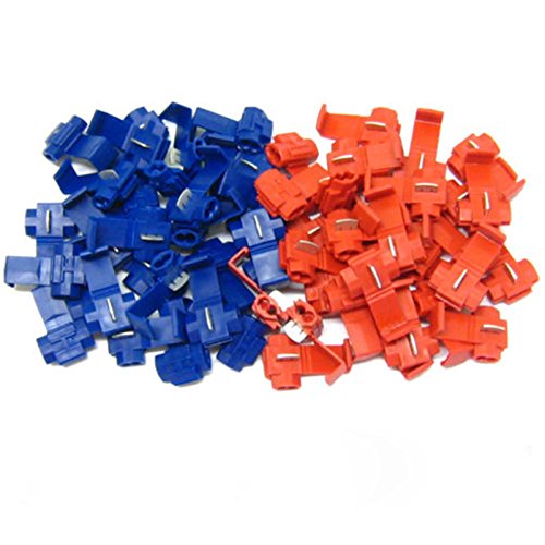 Kicode Útil 20 piezas rojo Blue Scotchlocks Broche de presión en Conector, crimpado, alambre, empalmador, terminal, bloqueo, rápido, empalme, cable