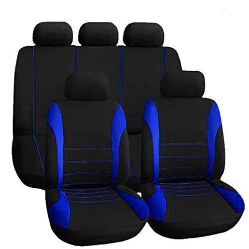 KKmoon 9pcs Fundas Asientos Coche Universales para Delanteros y Traseros,Cubierta Asientos Transpirables | Cubreasientos Coches （azul）