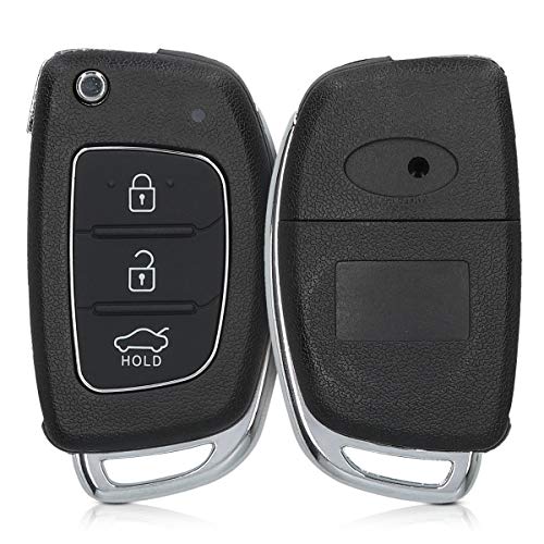 kwmobile Funda Llave Coche Compatible con Hyundai Llave de Coche Plegable de 3 Botones - Repuesto plástico Duro para Mando de Auto - Negro