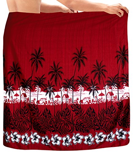 LA LEELA los Hombres para Cubrir la Piel Sarong Pareo Traje de baño Traje de baño Traje de baño Ropa de Playa Hawaiana Blood Rojo_B996