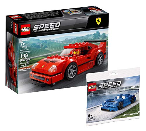 Lego Speed Champions Set – Modelo de coche Ferrari F40 Competizione 75890 + McLaren Elva 30343 (bolsa de plástico)