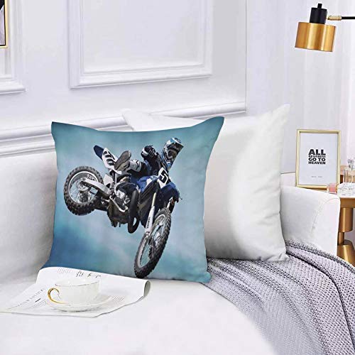 Lilatomer Funda de algodón 45 x 45 cm Dirt Bike Jump, Sofá Throw Cojín Almohada Caso de la Cubierta para Sala de Estar 45x45cm