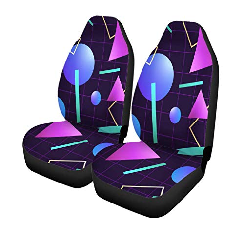 Little Yi Fundas para asientos de coche Pattern 80 Vaporwave Retro Neon 1980S Miami Wave Geometric Universal Auto Front Asientos Protector